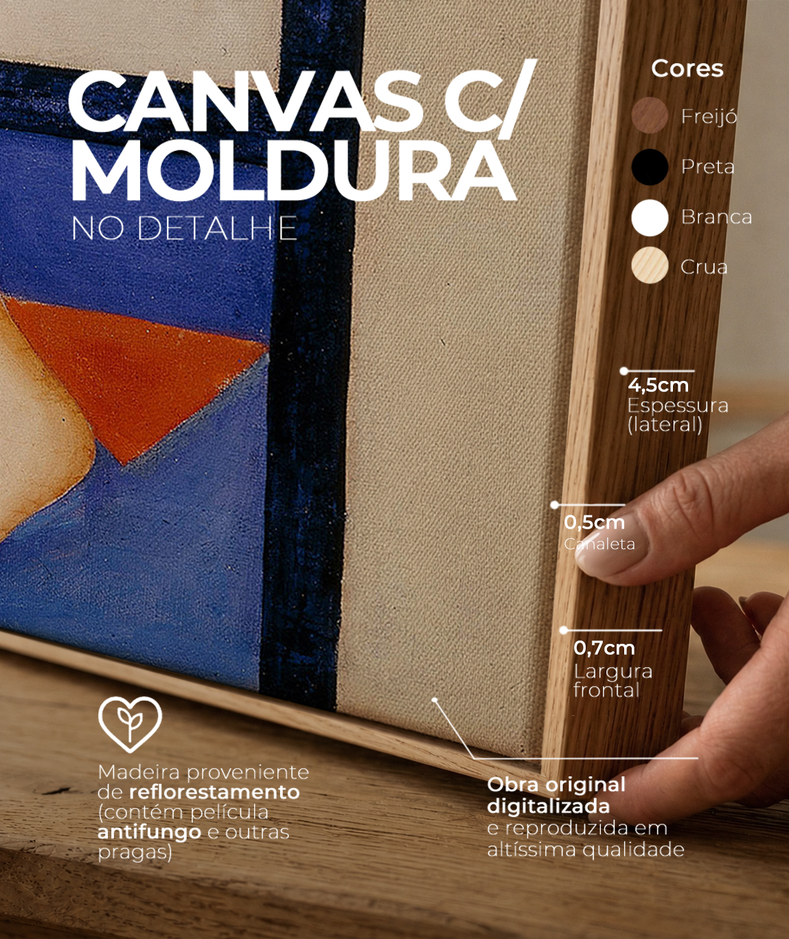 Detalhes do canvas e do chassi da reprodu&ccedil;&atilde;o